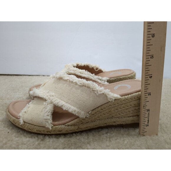 Journee Collection Wedge Sandal Womens 6 Beige Slip On Open Toe Shanni - Picture 11 of 11